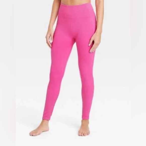 JoyLab Pants & Jumpsuits New Joylab High Rise Ribbed Seamless Leggings 78 Length Hot Pink